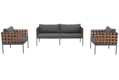 In- und Outdoor Lounge-Sessel UNIQUE 70cm schwarz braun grau Aluminium inkl. Kissen
