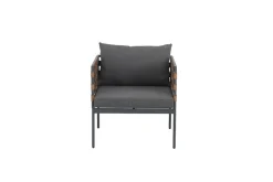 In- und Outdoor Lounge-Sessel UNIQUE 70cm schwarz braun grau Aluminium inkl. Kissen