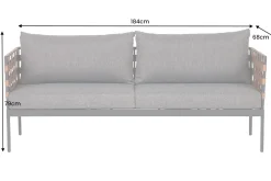 In- und Outdoor Lounge-Sofa UNIQUE 185cm schwarz braun grau Aluminium 2-Sitzer inkl. Kissen