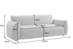 In- und Outdoor Sofa SEAHAWK 205cm anthrazit Aluminium Olefin wetterfest 2-Sitzer Couch