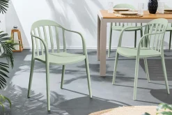 In- und Outdoor Stuhl STUDIO ITALIA salbei stapelbar Kunststoff Gartenstuhl