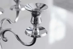 Kerzenständer MODERN BAROCK 40cm silber 5-armig Lüster Aluminium poliert Kerzenhalter