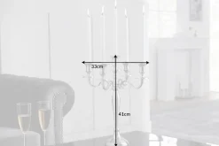 Kerzenständer MODERN BAROCK 40cm silber 5-armig Lüster Aluminium poliert Kerzenhalter
