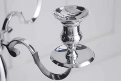 Kerzenständer MODERN BAROCK 120cm silber 5-armig Lüster Aluminium poliert Kerzenhalter
