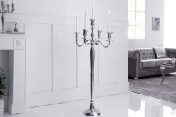 Kerzenständer MODERN BAROCK 120cm silber 5-armig Lüster Aluminium poliert Kerzenhalter