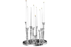 Kerzenständer MODERN BAROCK 30cm 9-flammig silber Aluminium poliert Kerzenhalter Deko-Platte