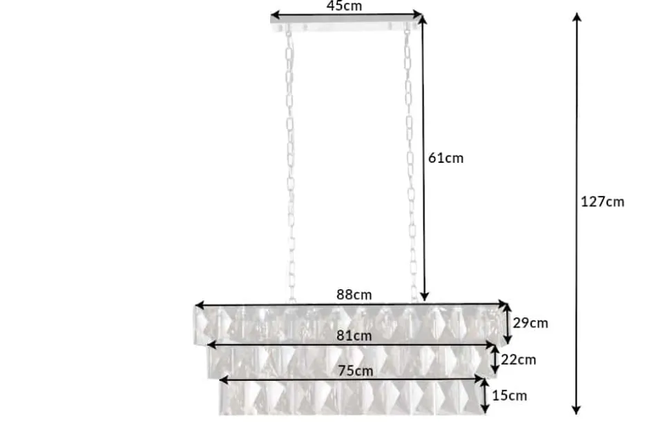 Luxus Hängelampe KRISTALL 90cm edelgrau Design Kronleuchter Glasprismen