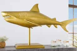 Maritime Skulptur HAI 103cm gold handmade Metall Design Haifisch