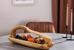 Massive Holzschale BALI 60cm Teakholz mit Griff natürliche Maserung