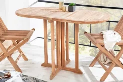 Massiver Balkontisch EMPIRE TEAK 120cm natur Teakholz klappbar Gartentisch Outdoor