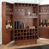 Massiver Barschrank ART DECO 140cm braun Mangoholz 3D-Front Highboard Flaschenregal