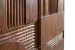 Massiver Barschrank ART DECO 140cm braun Mangoholz 3D-Front Highboard Flaschenregal