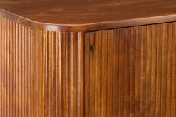 Massiver Barschrank GATSBY 140cm braun Mangoholz gold Metallgestell Retro