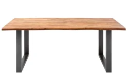 Massiver Baumstamm Esstisch GENESIS 180cm Akazie Baumkante Kufengestell Industrial Finish