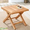 Massiver Beistelltisch EMPIRE TEAK 45cm natur Teakholz wetterfest