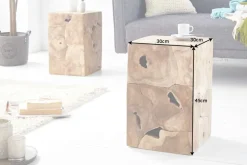 Massiver Beistelltisch SQUARE 30cm Teakholz Würfel Sitzhocker