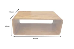 Massiver Couchtisch CUBUS 100cm braun honey finish Mangoholz handmade