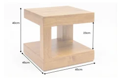 Massiver Couchtisch GIANT 45cm braun honey finish Mangoholz mit Ablagefach