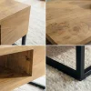 Massiver Couchtisch GIANT 60cm natur Mangoholz cream finish Metall schwarz Ablage