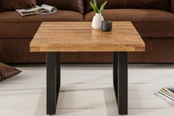 Massiver Couchtisch IRON CRAFT 60cm Mangoholz Industrial Design