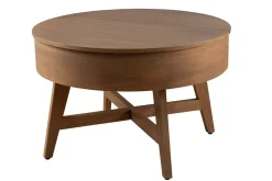 Massiver Couchtisch KYOTO 70cm braun Mangoholz im Walnuss-Design mit Stauraum