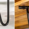 Massiver Couchtisch SCORPION 100cm natur Mangoholz Metall Hairpin Legs mit Ablage
