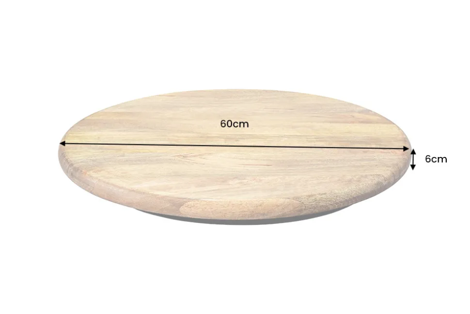 Massiver Drehteller SERVANT 60cm natur Mangoholz drehbare Servierplatte rund