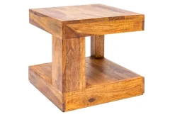Massiver Edelholz Couchtisch GIANT 45cm braun Sheesham stone finish mit Ablage