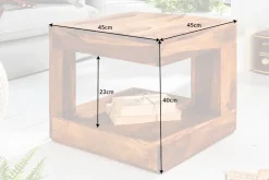 Massiver Edelholz Couchtisch GIANT 45cm braun Sheesham stone finish mit Ablage