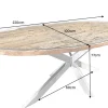 Massiver Esstisch BARRACUDA 220cm braun Teakholz silber Sterngestell Glasplatte