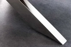 Massiver Esstisch BARRACUDA 220cm braun Teakholz silber Sterngestell Glasplatte