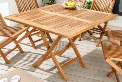 Massiver Esstisch EMPIRE TEAK 100cm natur Teakholz klappbar