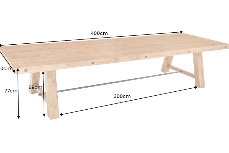 Massiver Esstisch FINCA 400cm vintage braun recyceltes Pinienholz
