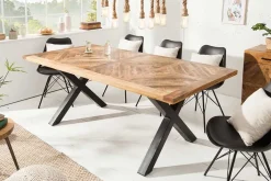 Massiver Esstisch INFINITY HOME 200cm natur schwarz Mangoholz Industrial Design X-Gestell