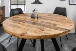 Massiver Esstisch IRON CRAFT 120cm rund natur Mangoholz
