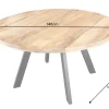 Massiver Esstisch IRON CRAFT 140cm natur rund Mangoholz Metall Industrial Design