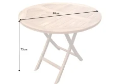 Massiver Gartentisch EMPIRE TEAK 90cm Teakholz rund klappbar Balkontisch Outdoor