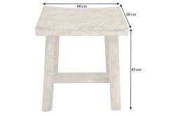 Massiver Hocker FINCA 45cm beige Mangoholz Handarbeit Boho Shabby Chic