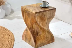 Massiver Hocker TWIST 45cm natur Mangoholz handmade Beistelltisch