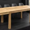 Massiver Holz Esstisch PURE 120-200cm natur Mangoholz mit Ansteckplatten