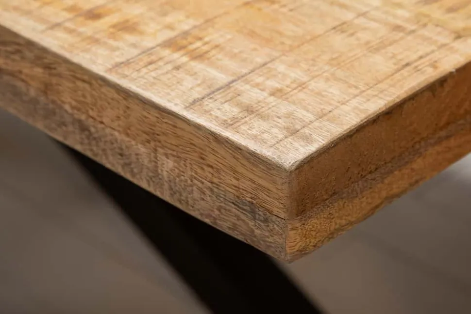 Massiver Industrial Esstisch GALAXIE 180cm Mangoholz sternenförmiges Gestell