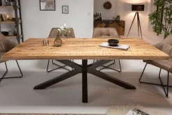 Massiver Industrial Esstisch GALAXIE 160cm Mangoholz sternenförmiges Gestell