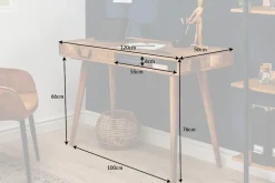 Massiver Schreibtisch RETRO 120cm Mangoholz Bürotisch mit Schublade