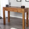 Massiver Sekretär MAKASSAR 100cm braun Sheesham stone finish Schreibtisch Konsolentisch