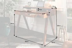 Massiver Sekretär MONSOON 100cm Akazie Schreibtisch Markant Finish