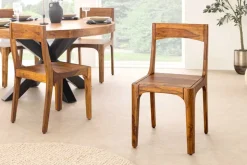 Massiver Stuhl ORGANIC braun Sheeshamholz stone finish handmade