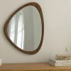 Massiver Wandspiegel ORGANIC 65cm braun Walnussholz-Design