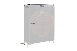 Massiver XXL Barschrank MANDALA 140cm Mangoholz schwarz gold Metallgestell Schnitzerei