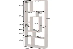 Massives Bücherregal CUBUS 180cm braun Sheesham stone finish einzigartige Maserung