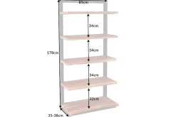 Massives Bücherregal MAMMUT 180cm Akazie schwarz fünf Regalböden